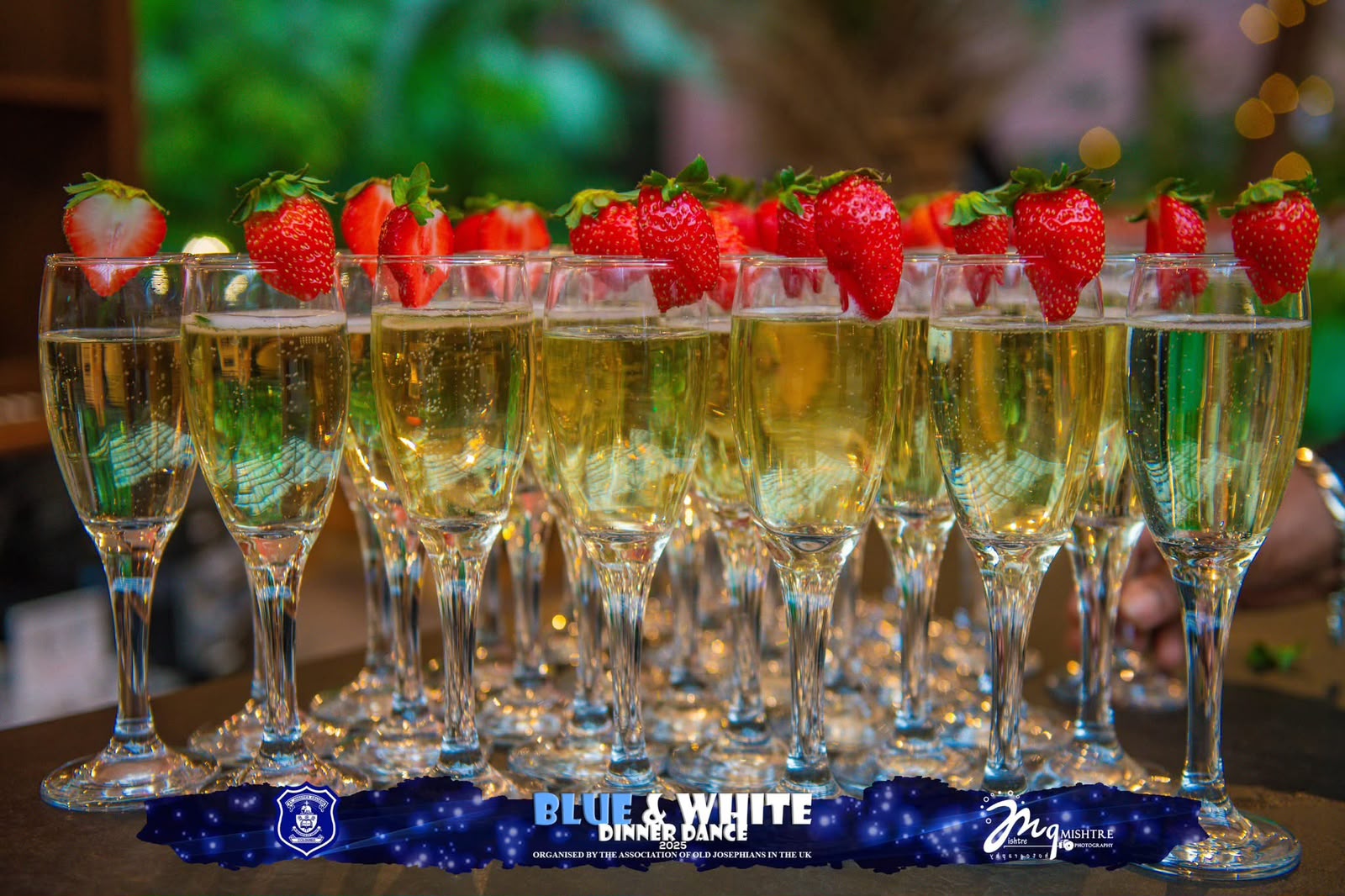 Sparkling wine served with strawberries