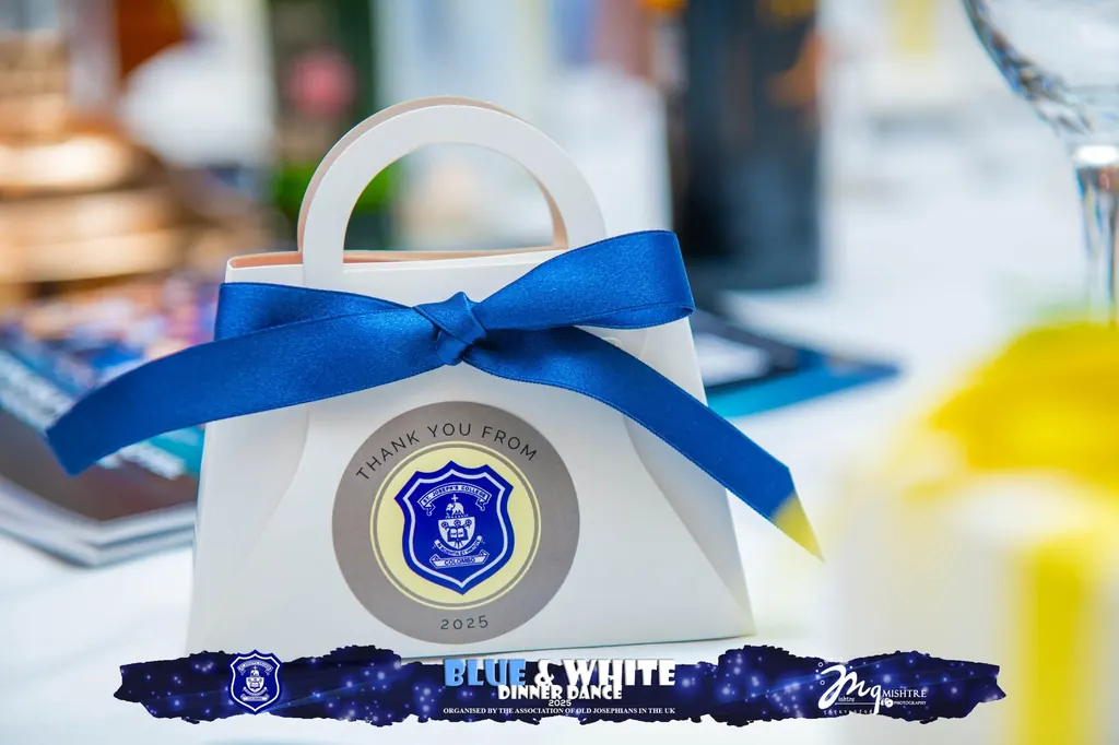 A blue ribbon gift at the event