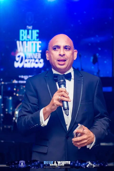 The President of the Association of Old Josephians in the UK welcoming guests at The Blue & White Dinner Dance